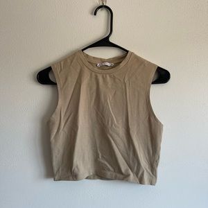 Tan cropped tank top from Zara. Size medium